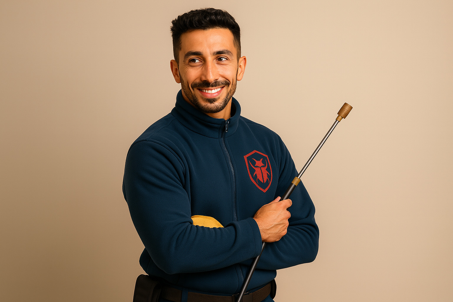 Technicien expert avec son équipement de pulvérisation professionnelle